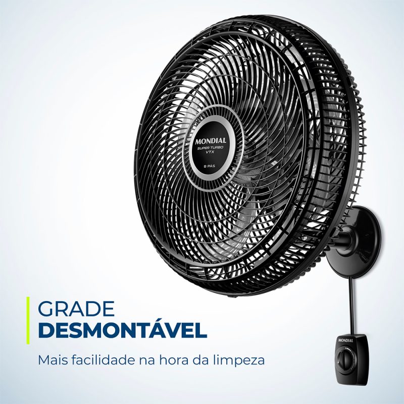 Ventilador De Parede Cm Super Turbo P S Mondial Preto Prata W