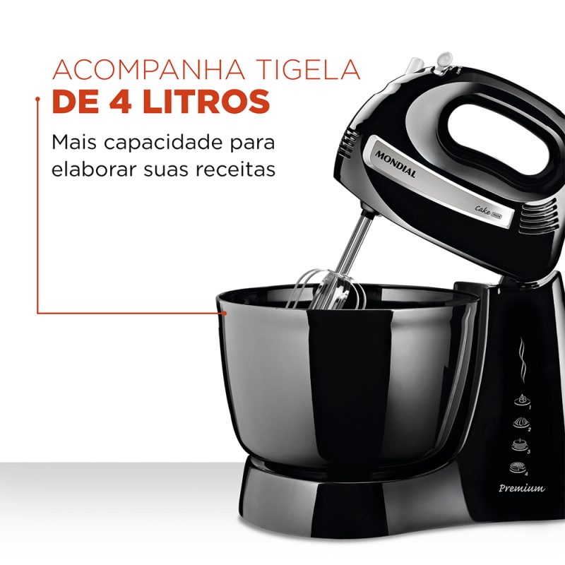 Batedeira Cake Premium, Mondial, 500W, Preto – B-50-B – Área Restrita